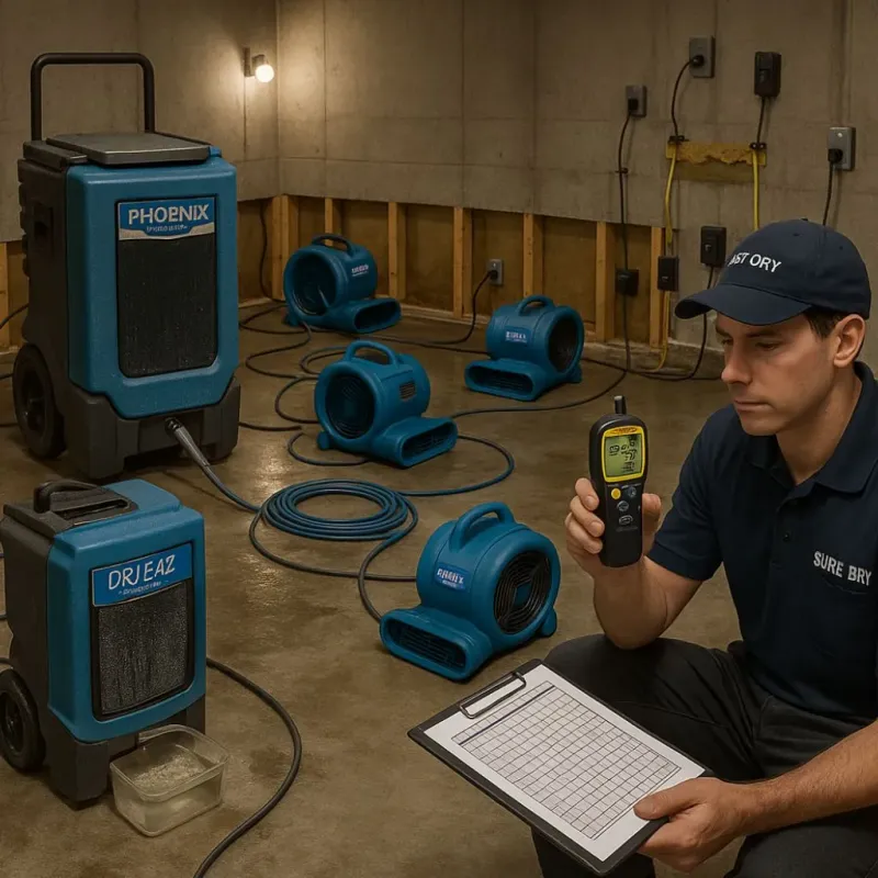 Structural Drying and Dehumidification process in Waldo, AR